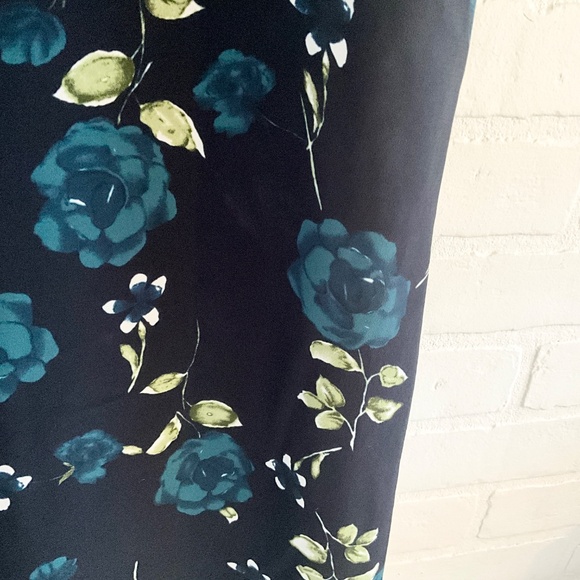 Vintage 90s Maxi Skirt Button down Dark Floral Cottagecore Fairy Roses Navy Sz M - Picture 7 of 11